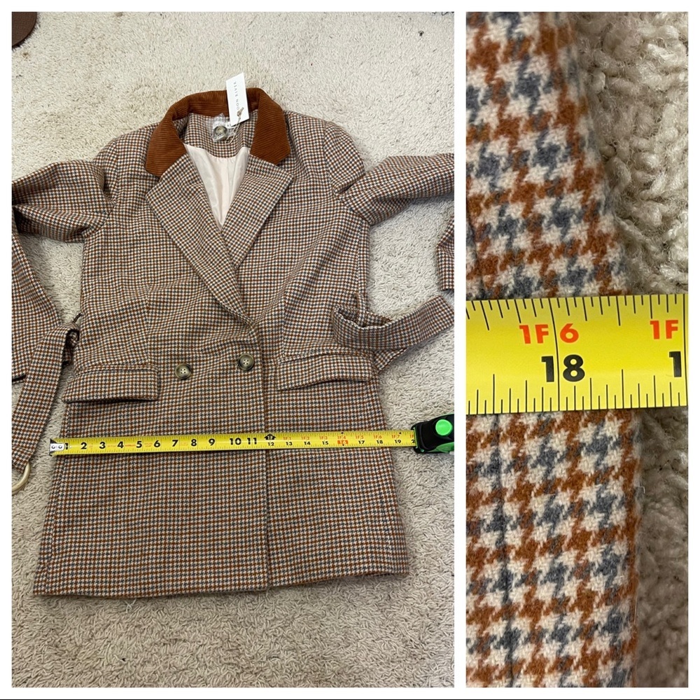 NWT! Moon River Herringbone Double Breasted Jacket with contrast collar - Picture 11 of 16